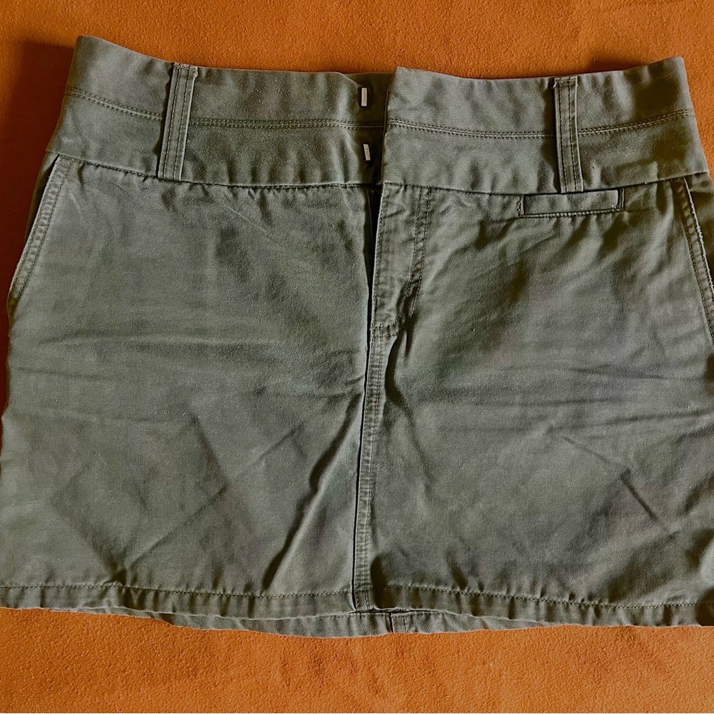 Army green denim mini skirt